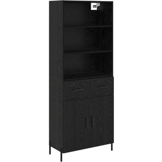 vidaXL Highboard Black oak 69.5 x 34 x 180 cm Engineered Wood vidaXL