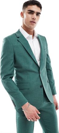 Asos Giacca da abito skinny verde crosshatch