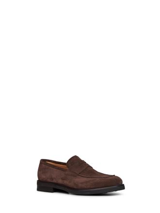 Ferragamo Mens Loafers Stefano Suede Bark Brown Calf Leather
