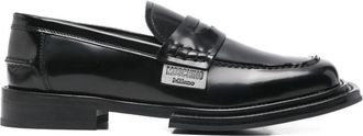 Moschino Polished Silk And Nylon Black Loafers