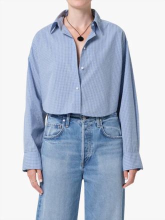 Citizens Of Humanity Ana Cropped Shirt In Banker Blue Plaid