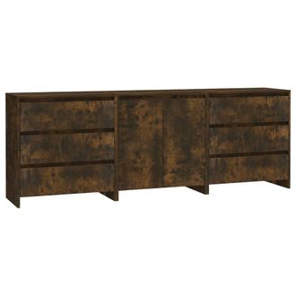 Berkfield Home 3 Piece Sideboard Smoked Oak Engineered Wood in Brown
