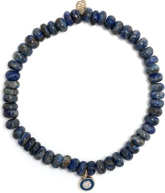 Sydney Evan 14kt yellow gold lapis lazuli beaded bracelet - men - Diamond/Lapis Lazuli/Enamel/14kt Yellow Gold - One Size - Blue