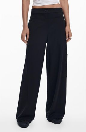 Desigual Wide Leg Pants in Black at Nordstrom, Size Large