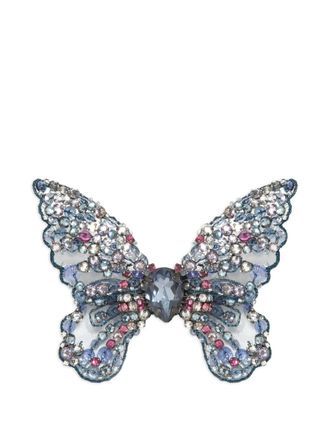 Jennifer Behr Absolem butterfly embellished hair clip - women - Rhodium Plated Metal/Synthetic Crystal - One Size - Blue