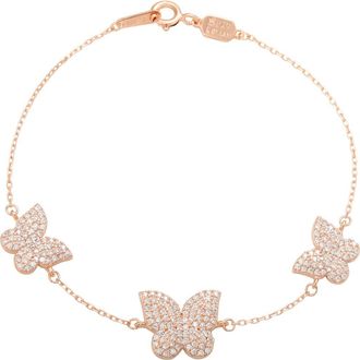 Suzy Levian Cubic Zirconia Butterfly Bracelet in Rose at Nordstrom Rack