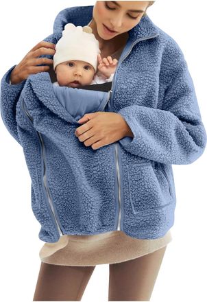 Generic 3 In 1 Maternity Coat Women Teddy Fleece Jacket Baby Wearing Jacket Warm Thicken Ladies Winter Jackets Full Zip Soft Windproof Overcoat Casual Elegant