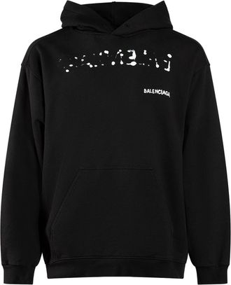 Balenciaga Mens Hand Drawn-logo Hoodie in Black Cotton - Size X-Small