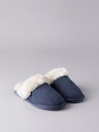 Lakeland Leather Womens Ladies Sheepskin Slider Slippers in Navy - Blue - Size UK 5