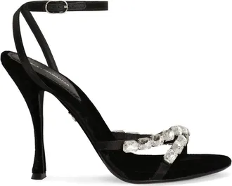Dolce & Gabbana 105 mm sandalen verfraaid met kristallen - Zwart