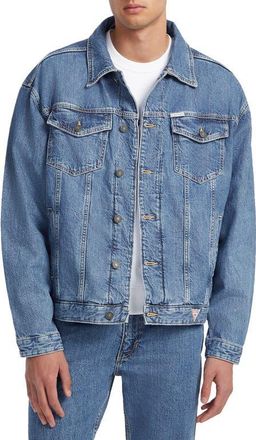 Guess Oversize Denim Trucker Jacket in Gam1 at Nordstrom, Size Xx-Large
