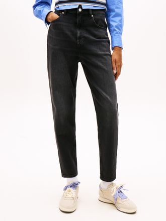 Tommy Jeans MOM JEAN UH TPR mit Logo-Stickereien, in kn&ouml;chelfreier L&auml;nge