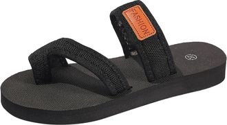 Generic 2026 Women Slip On Casual Open Toe Flat Comfortable Beach Shoes Sandals Slippers (Black, 5.5)