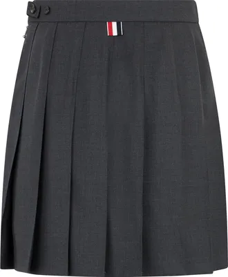 Thom Browne Womens Pleated Mini Skirt Dark Grey Wool
