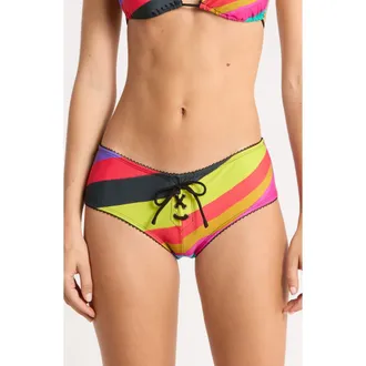 Jaded London Freda Multi Stripe Lace-Up Bikini Bottoms at Nordstrom, Size 12