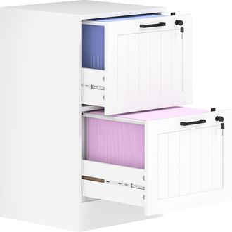 OEM Mueble Archivador Con 2 Cajones Cajonera Para Escritorio Con Cerraduras Rieles Colgantes Ajustables Para A4 Blanco