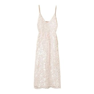 Twinset Party Dresses, female, Pink, Size: XS Abito Lungo C/Spallini E Sottoveste E Cintura