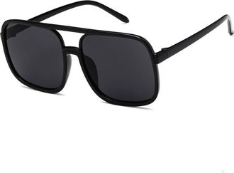 Generic Vintage Square Large Frame Sunglasses Men And Women Outdoor Commuting Sports Vacation Sun Glasses(Black)