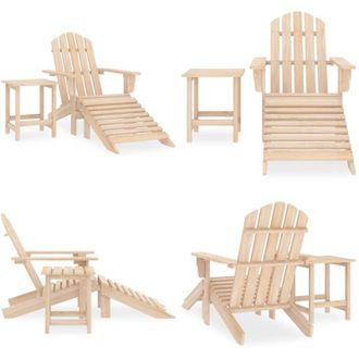 vidaXL Sedia Adirondack con Poggiapiedi e Tavolo Massello di Abete - Tavolo da giardino - Sedia da giardino