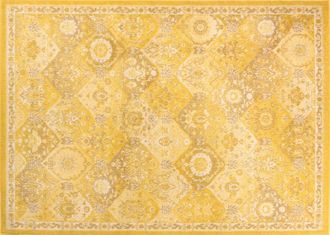 Nazar Rugs Alfombra de sal&oacute;n vintage - pelo corto y suave amarillo 120x170