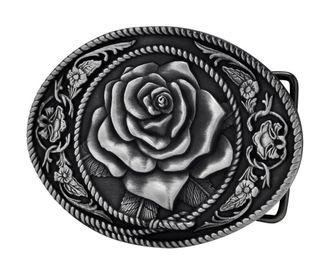Buckle Rage Mens Western Vintage Rose Ornate Rope Belt Buckle One Size Silver