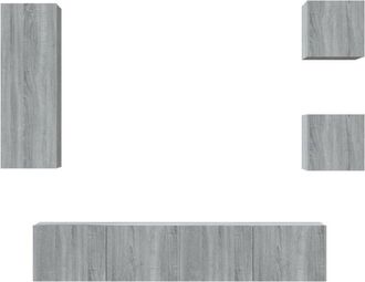 vidaXL Set De Muebles Para Tv 5 Pzas Madera Contrachapada Gris Sonoma Vidaxl