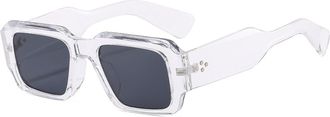 Generic Mens Outdoor Square Sunglasses Womens Driving Commuting Vacation(Clear)