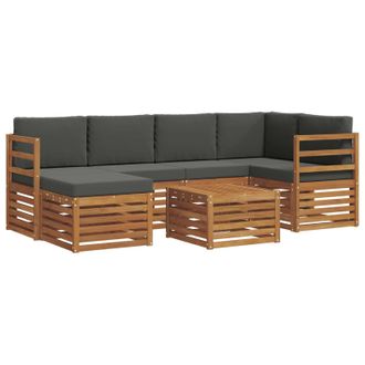 vidaXL Conjunto De Sof&aacute; Seccional Con Coj&iacute;n 7 Pcs Natural Y Antracita Vidaxl