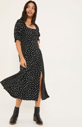 Fat Face FatFace Black Bloom Polka Dot Midi Dress