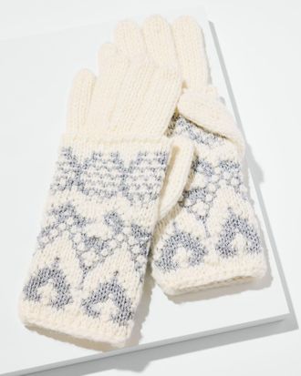 Talbots Sparkling Fair Isle Gloves - Ivory - 001 Talbots