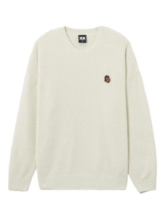 Fingercroxx embroidered long-sleeve sweater - women - Polyester/Polyamide - S - White