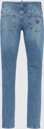 Philipp Plein Jeans skinny in denim distressed slim fit con logo metallico posteriore
