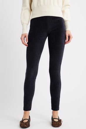 Hue Classic Stretch Corduroy Leggings in Black at Nordstrom, Size X-Large
