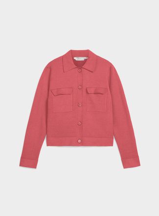 Contemporaine Womens Flap-pocket Polo Shirt-collar cardigan