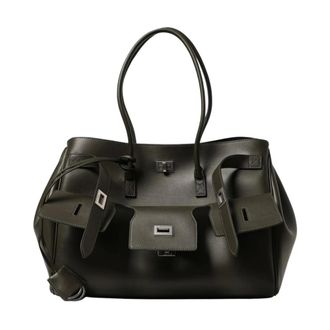 Balenciaga Shopping Bags, female, Green, ONE SIZE, Structured Leather Tote Bag