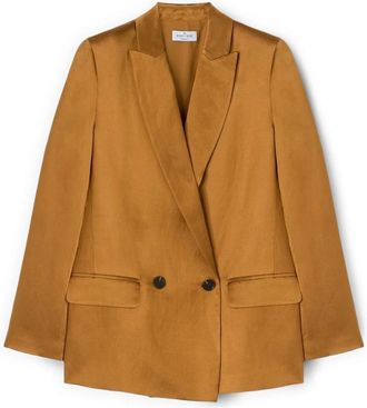 Motivi Dubbelrijige blazer van linnenmix - Dames - Blazers - Geel - 2XL - Linnen - Jassen