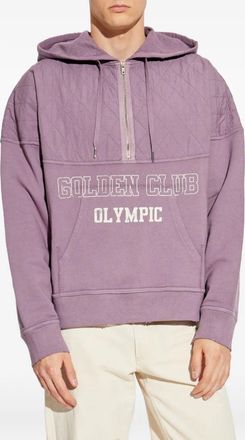 Golden Goose Mens Quilted-panel Half-zip Hoodie - Rose Gold Cotton - Size Large