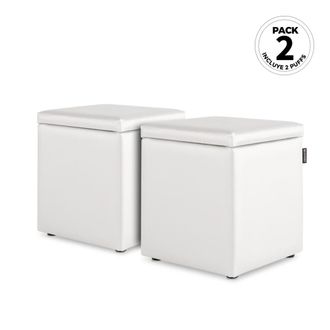Happers Happers - Puff Cubo Arc&oacute;n Polipiel Blanco Pack 2 Unidades Blanco