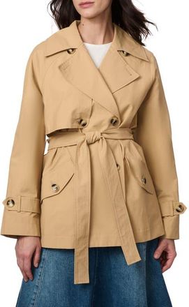 Bernardo Short Belted Trench Coat in Tan at Nordstrom, Size Xx-Large