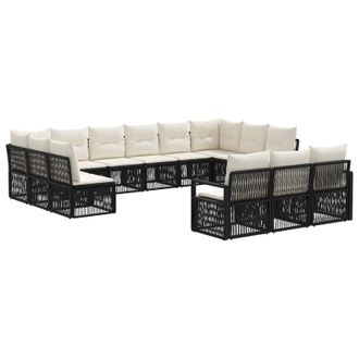 vidaXL Conjunto De Sof&aacute;s De Jard&iacute;n 13 Pcs Negro Rat&aacute;n Sint&eacute;tico Vidaxl