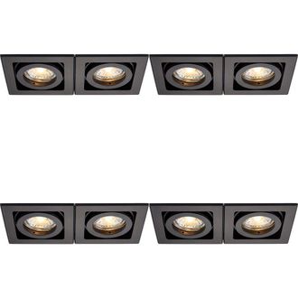 Loops 4 PACK Twin Recessed Boxed Downlight - 2 x 50W GU10 Reflector - Matt Black