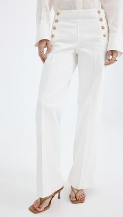 Mango Sailor Wide Leg Jeans in White at Nordstrom, Size 6