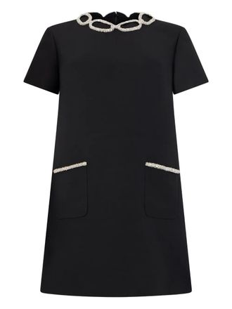 Valentino Garavani crystal-embellished mini dress - women - Virgin Wool/Polyester/Silk - 38 - Black