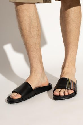 Paul Smith Leather Slides, Mens, Black