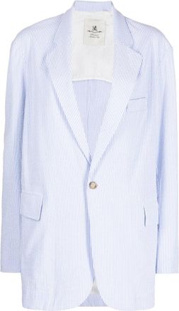Denimist pinstripe-pattern blazer - women - Polyester/Cotton/Acetate - M - Blue