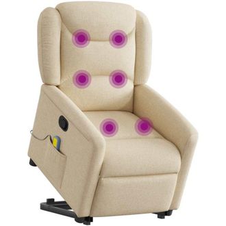 vidaXL vidaXL Poltrona Alzapersona Massaggiante Reclinabile Crema in Tessuto