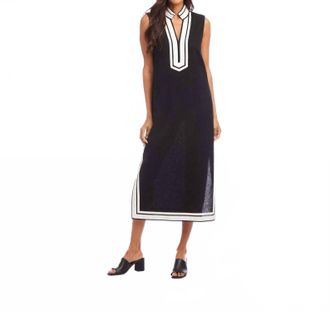 Karen Kane Womens The St Tropez Sleeveless Midi Dress In Black With Off White