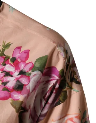 Dolce & Gabbana Womens Pink Floral Cotton Button Front Shirt Top