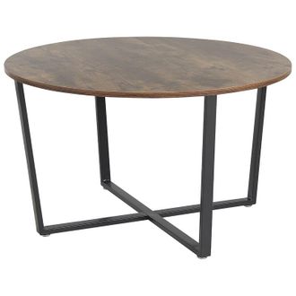 Beliani Beliani - Coffee Table Dark Wood with Black Industrial Round mdf Metal Legs ø 80 cm Orick
