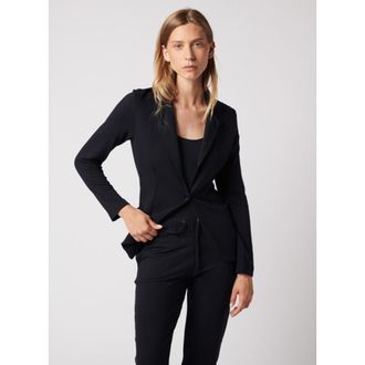 Majestic Filatures Soft Touch Metallic One Button Blazer in Noir at Nordstrom, Size 4